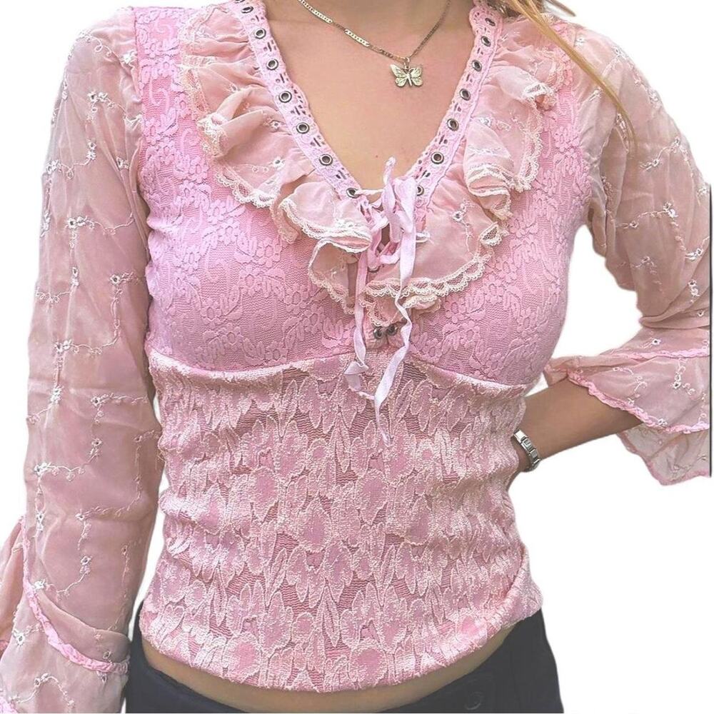 Vintage y2k pink blouse with